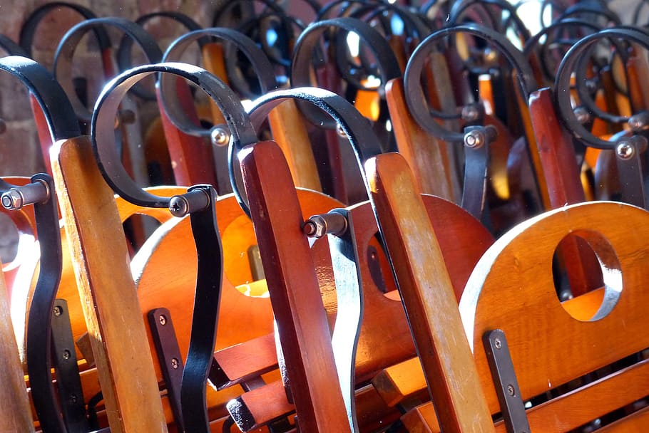 Chair, Chairs, Pattern, Wood, Metal, bright, stock, brown, black HD wallpaper
