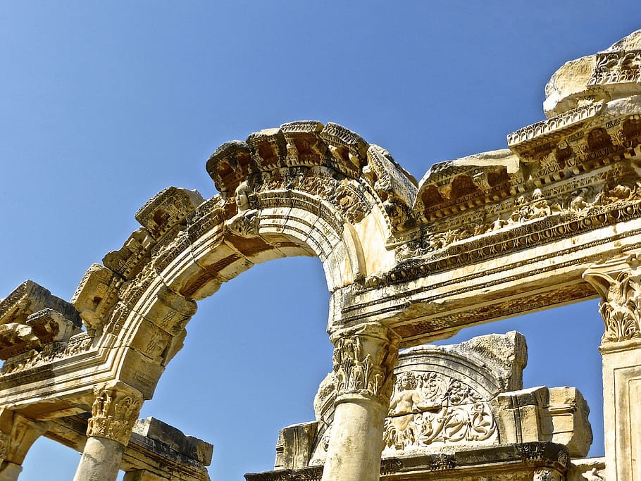 concrete arch building, ruins, ancient, architecture, monument HD wallpaper