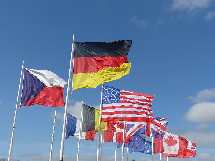 flags, allliés, landing, normandy, d day, june 44, commemoration HD wallpaper