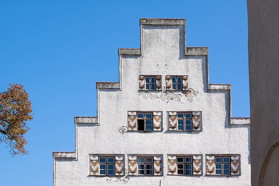 castle, window, shutters, facade, wall, architecture, building HD wallpaper