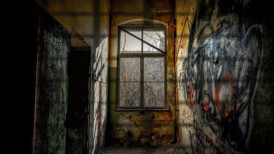 old, leave, window, darkness, incidence of light, abandoned HD wallpaper
