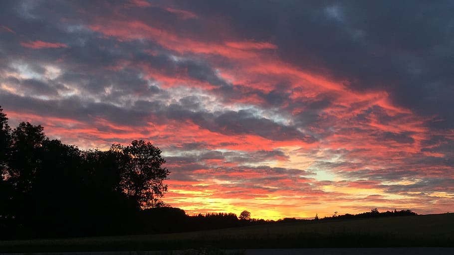 Sunset, Clouds, Mood, red, evening sky, sunbeam, austria, nature HD wallpaper