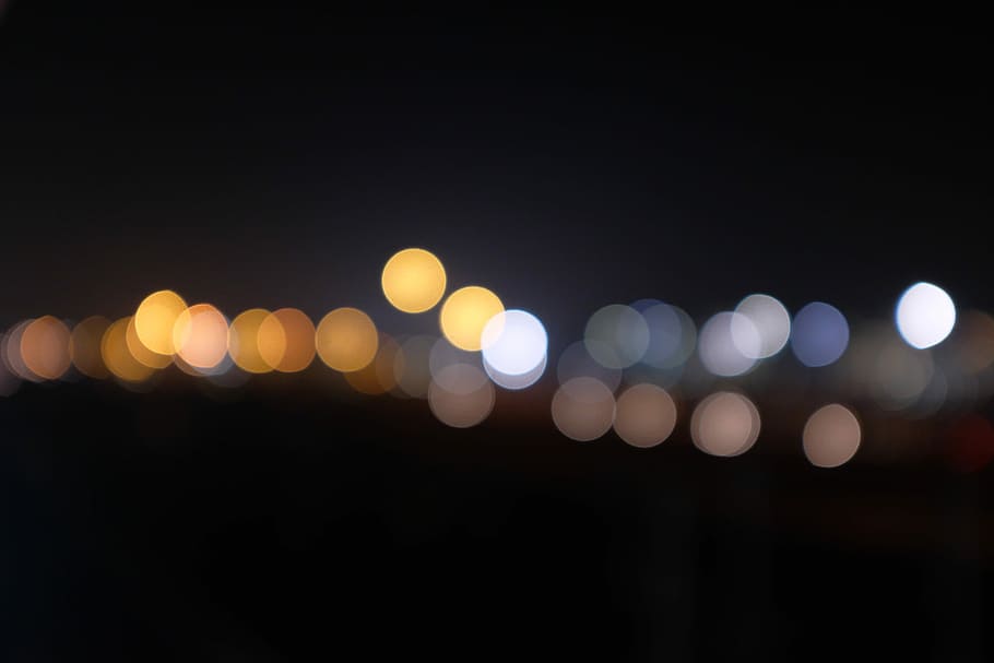untitled, bokeh, night, light, blur, yellow, circle, defocused HD wallpaper