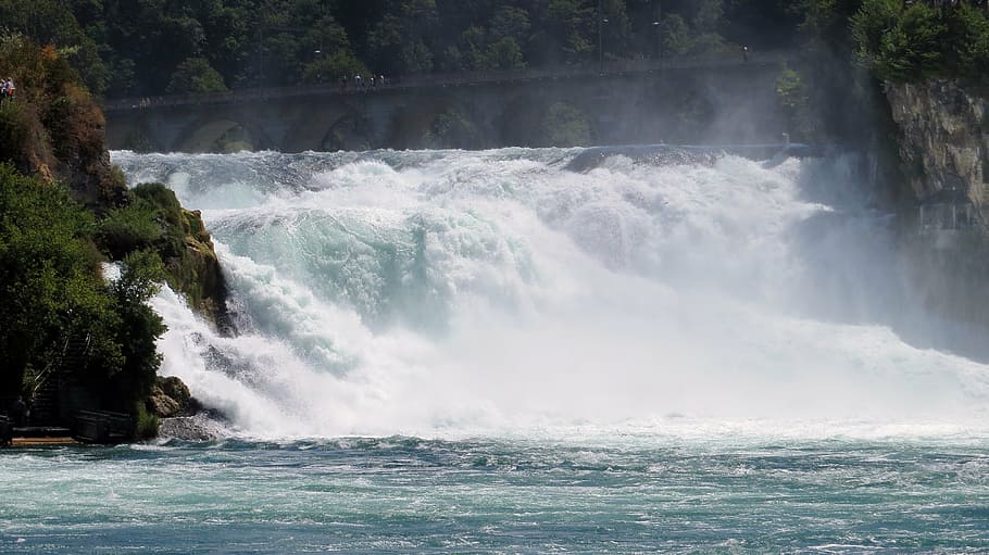 rhine falls, schaffhausen, water, spray, enormous, switzerland, HD wallpaper