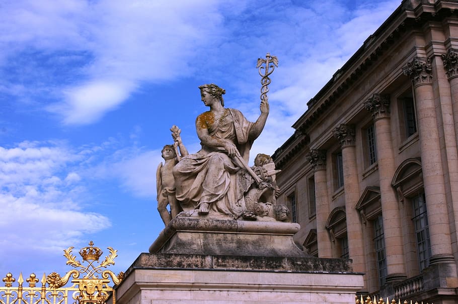 palace of versailles, sculpture, france, statue, art and craft, HD wallpaper