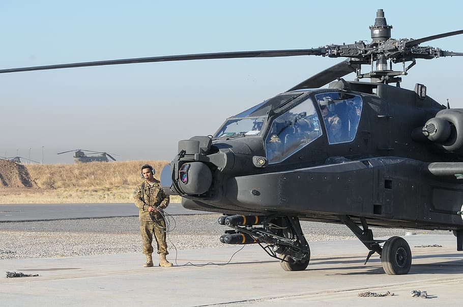 ah-64e, apache, attack helicopter, aviation, aircraft, takeoff HD wallpaper
