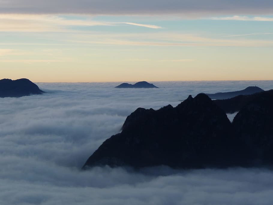 Luserna, Clouds, Fog, val d'astico, mountain, dawn, landscape HD wallpaper