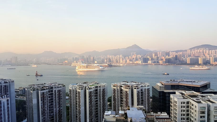 victoria bay, view, hong kong, city, harbour, cityscape, hongkong