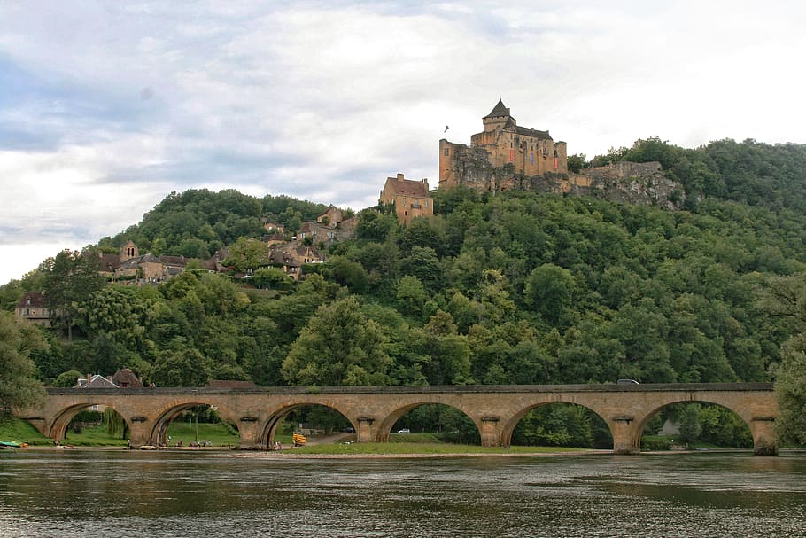 France, Dordogne, Castelnaud, river, bridge - Man Made Structure