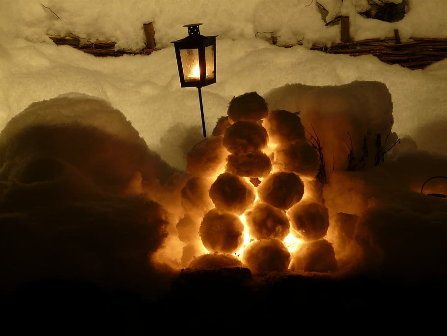 Winter, Lantern, Christmas, Snow, Light, evening, dark, candle HD wallpaper