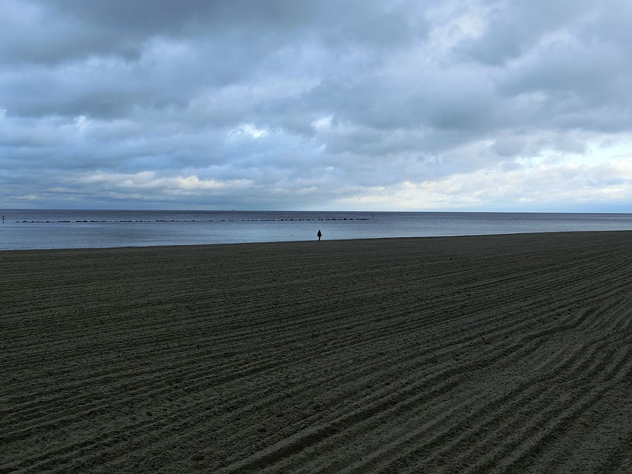 beach, rügen, sky, sand, seaside resort, cloud - sky, horizon HD wallpaper