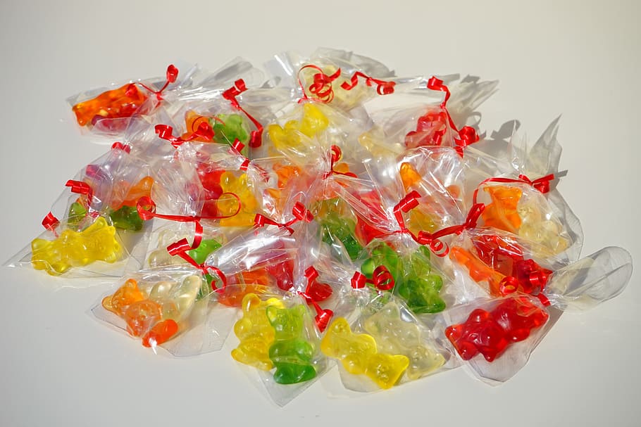 Gummi Bears, Packed, Sachets, mitbringsel, cellophane, fruit gums HD wallpaper