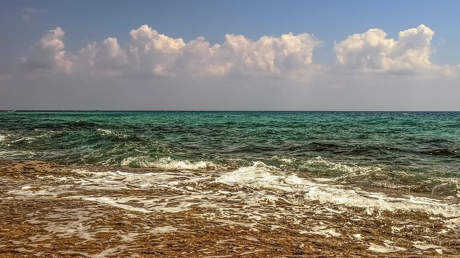 sea, sky, clouds, horizon, nature, seascape, water, horizon over water HD wallpaper