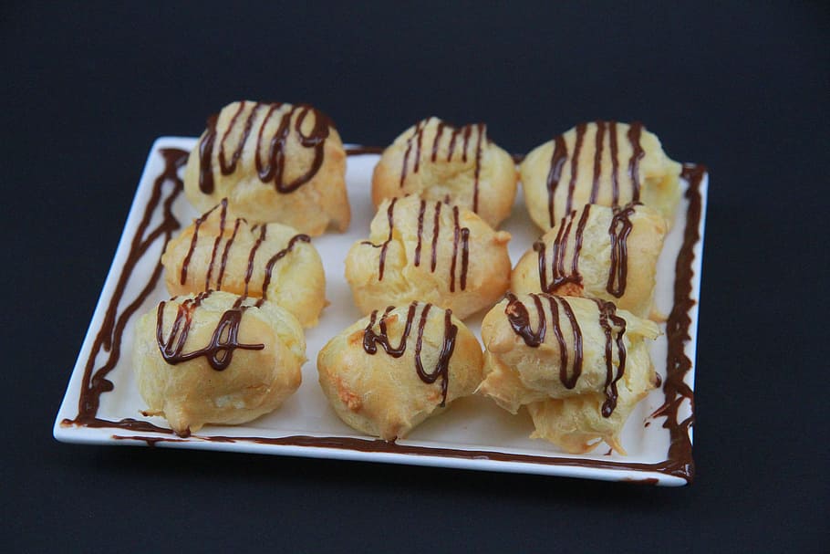 Cake, Pastry, Bakery, Profiteroles, chocolate, dessert, food HD wallpaper