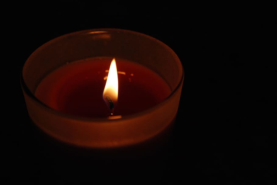 candle, glass, flame, red, fire, burning, heat - temperature HD wallpaper