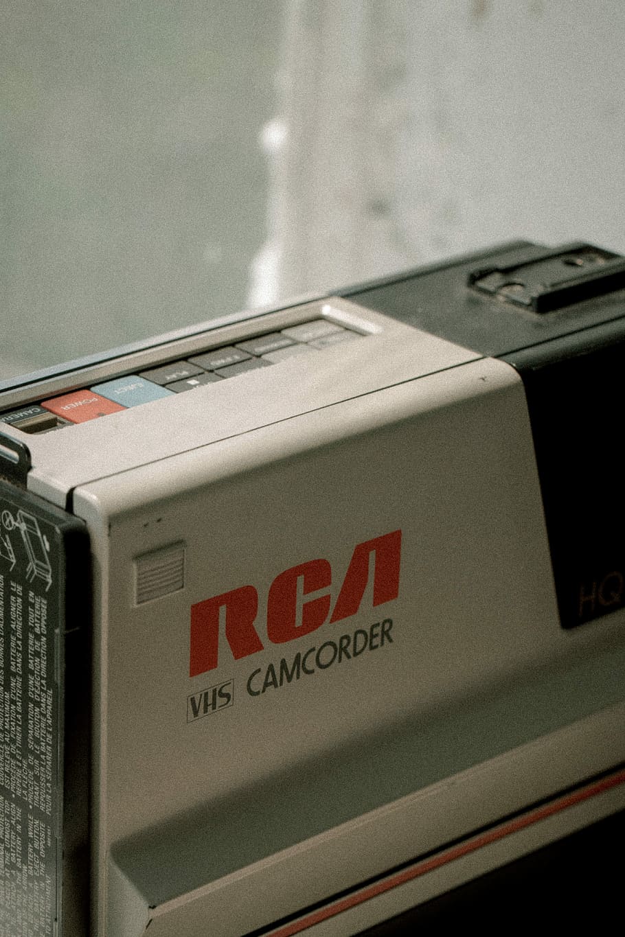 black and gray RCA camcorder, gray and black RCA VHS camcorder