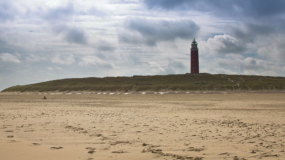 lighthouse, grass, dunes, wind, seafaring, texel, netherlands HD wallpaper