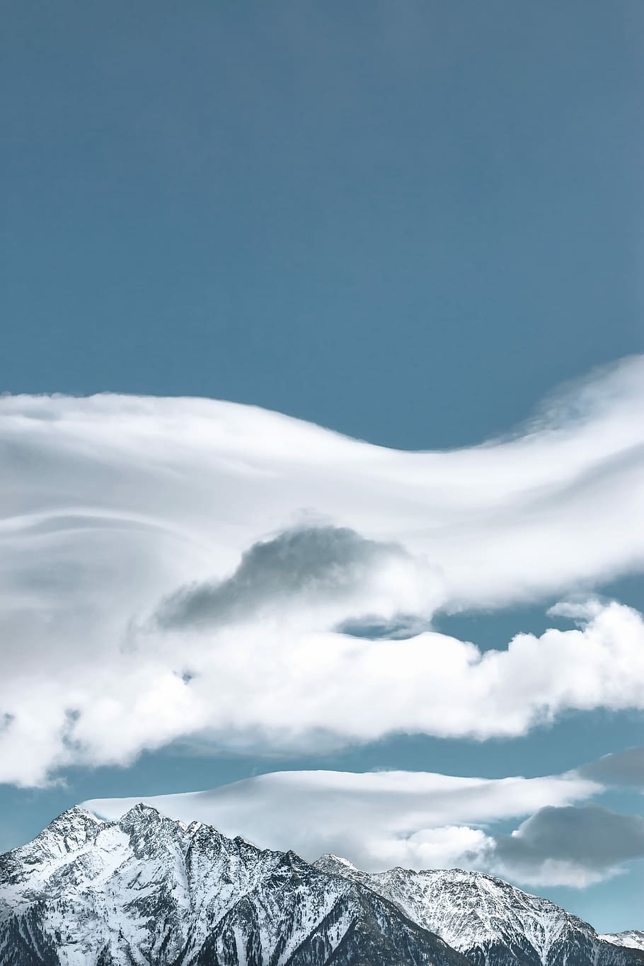 mountain under white clouds, snowy mountain during day time, rock HD wallpaper