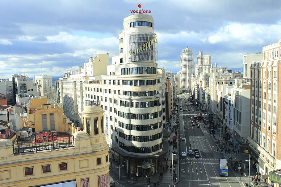 Streets and towers of Madrid, buildings, city, cityscape, photos