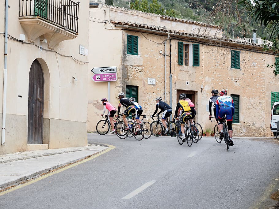 cyclists on road during daytime, cycling races, mallorca, randa, HD wallpaper