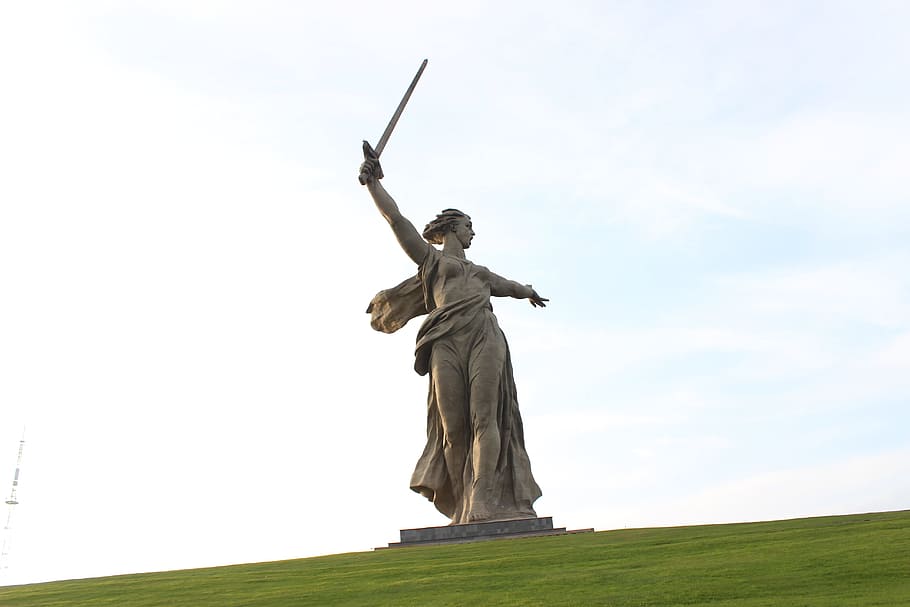 Monument, Volgograd, Mother Motherland, adult, statue, weapon, HD wallpaper