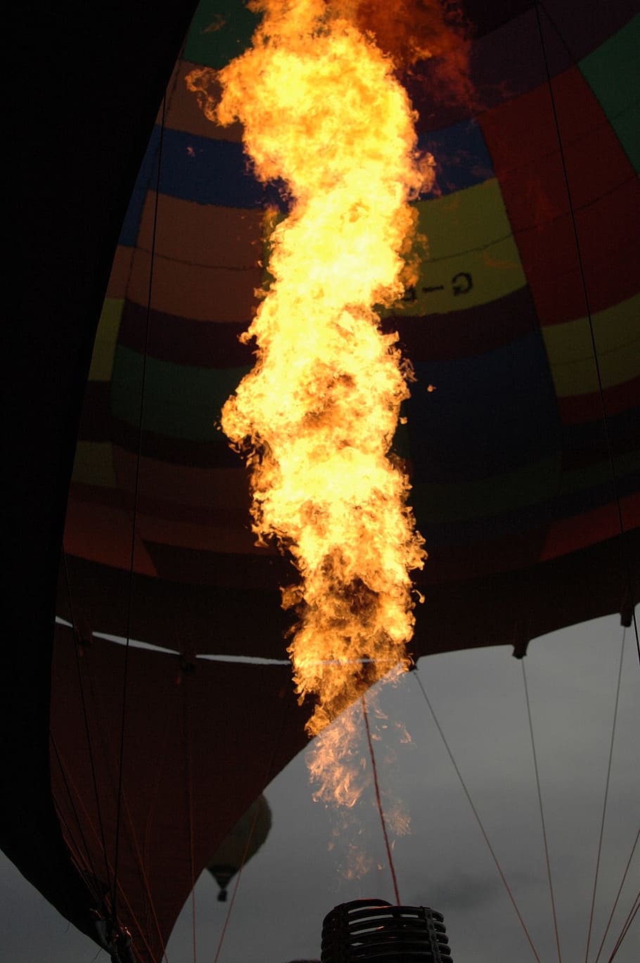 balloon, flame, dusk, fire, hot, air, burning, ballooning, burner HD wallpaper
