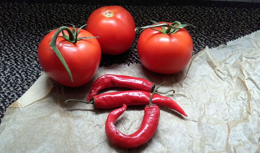 tomato, chile, pepper, tomatoes, red, vegetables, ripe tomatoes HD wallpaper