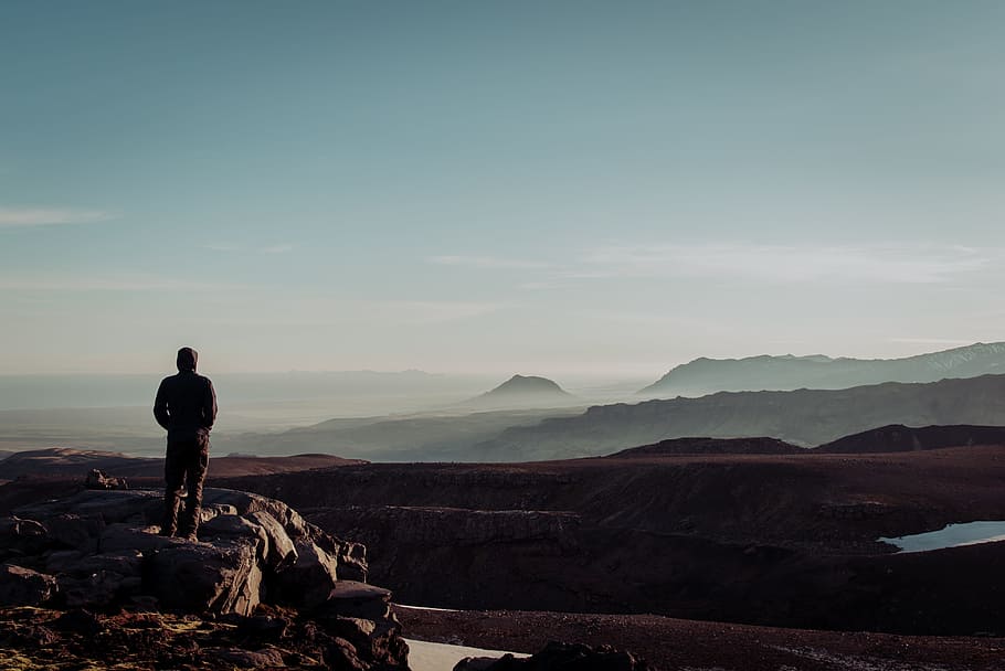 nature, landscape, mountain, clouds, sky, people, man, travel HD wallpaper