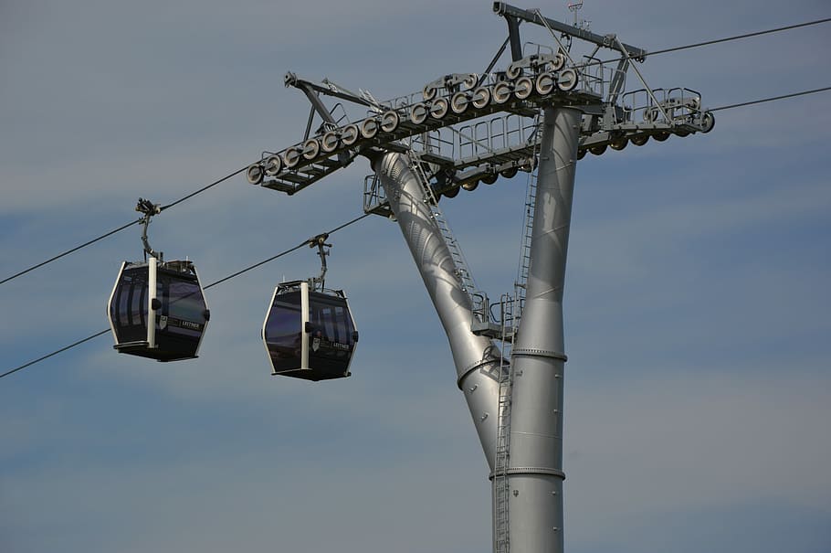 cable car, technology, berlin, sky, nature, low angle view HD wallpaper