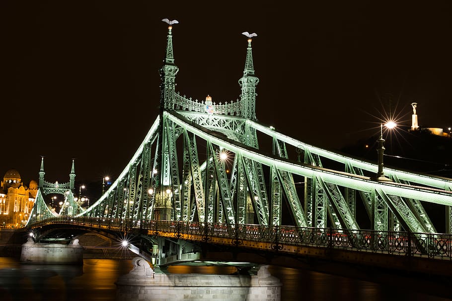 architecture photography of gray bridge, budapest, liberty bridge, HD wallpaper