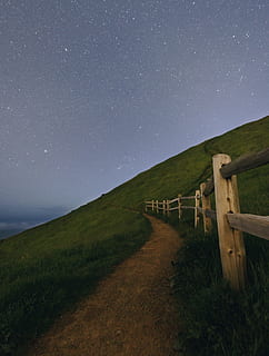 brown wooden fence on farm, brown wooden fence during nighttime HD wallpaper