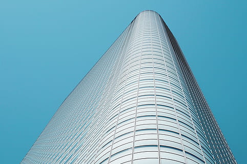 low angle photography of high rise building, silver high-rise building HD wallpaper