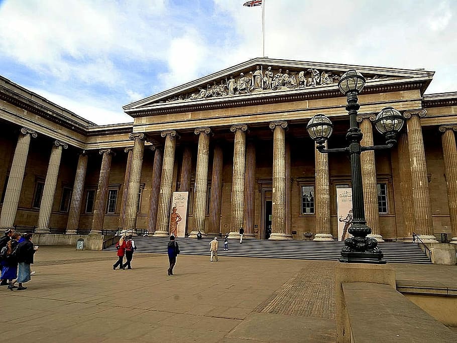 England, London, Museum, British, entrance, front, museums, HD wallpaper