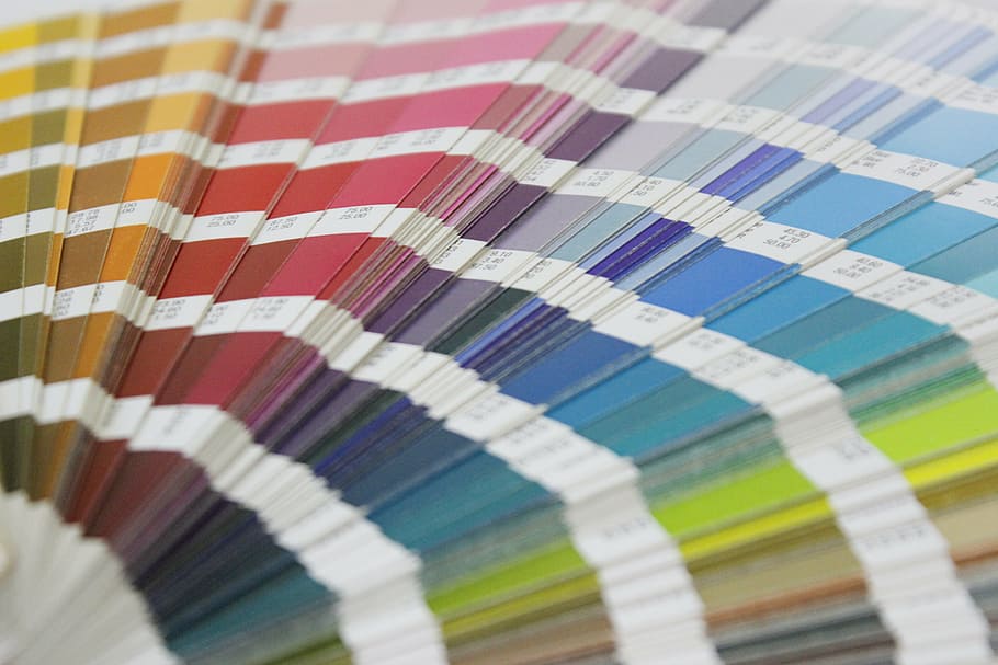 multicolored fan, colors, pantone, nuance, swatches, multi colored, HD wallpaper