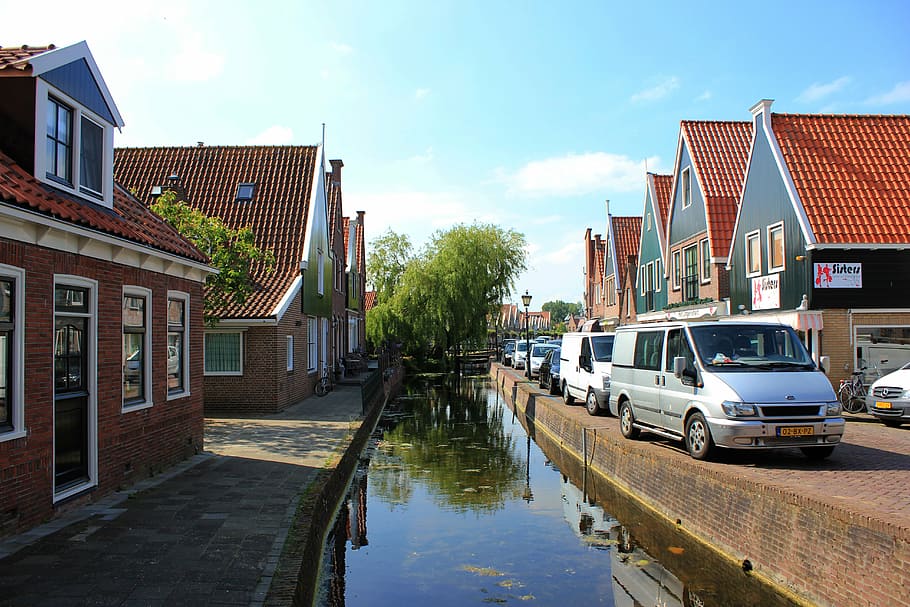 netherlands, volendam, channels, city, at home, architecture