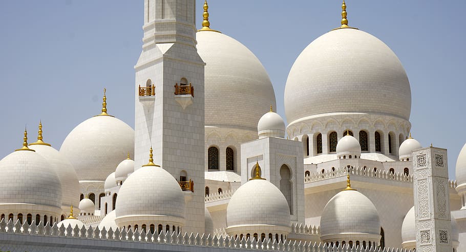 white concrete mosque, sheikh zayed, grand mosque, white mosque, HD wallpaper