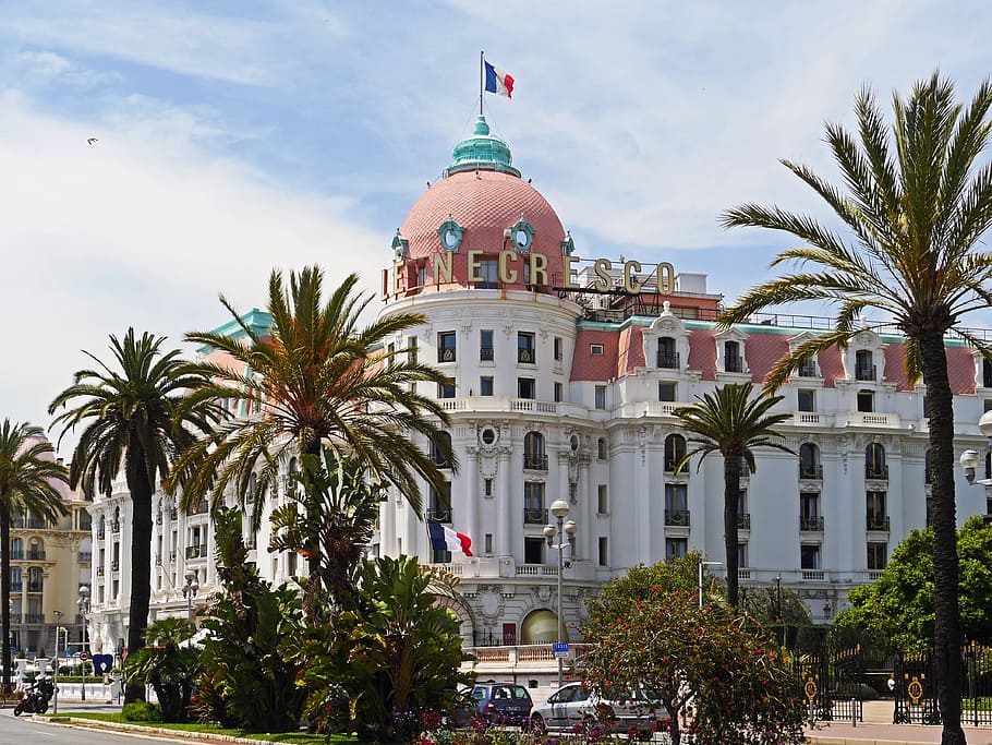 Nice, Hotel, Côte D ' Azur, famous, vieux, le negresco, palm trees, HD wallpaper