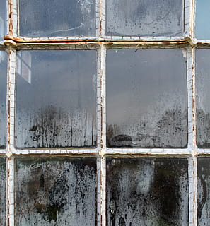 glass window with white metal frames, old, structure, dirty HD wallpaper