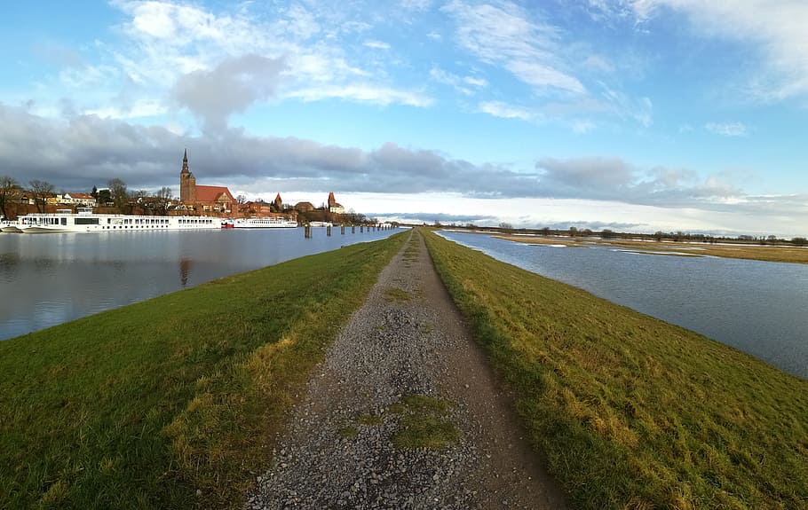 waters, sky, nature, panorama, travel, tangermünde, elbe, cloud - sky HD wallpaper