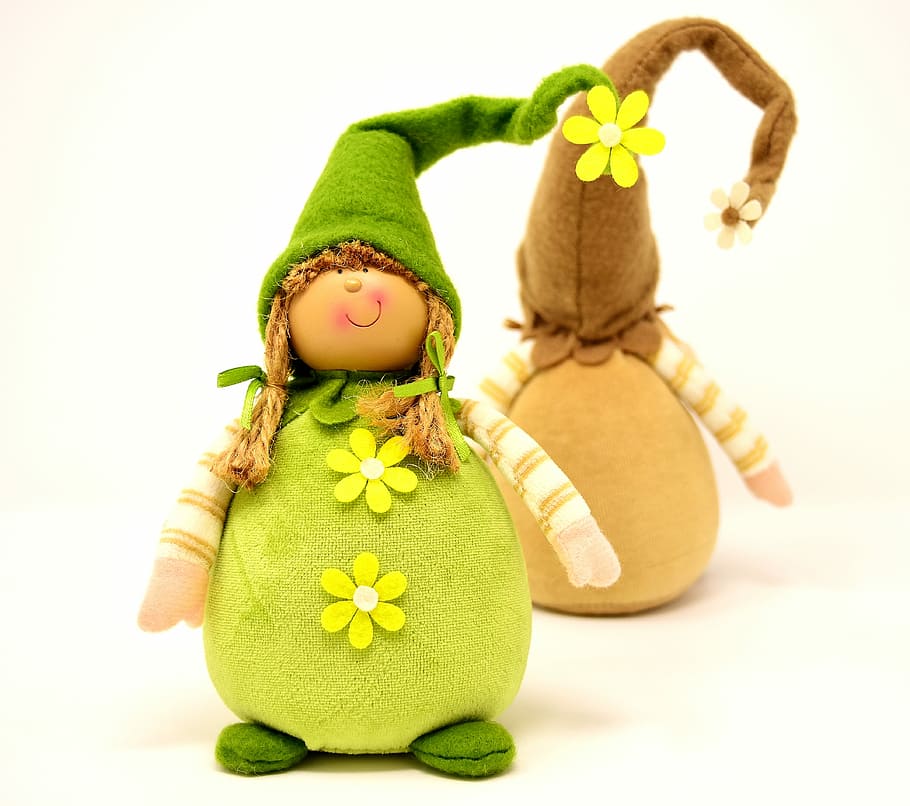 imp, spring imp, cute, deco, funny, dwarf, green, sweet, figure HD wallpaper