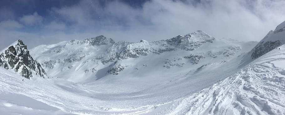 snow, winter, panoramic, panorama, cold, cold temperature, mountain HD wallpaper