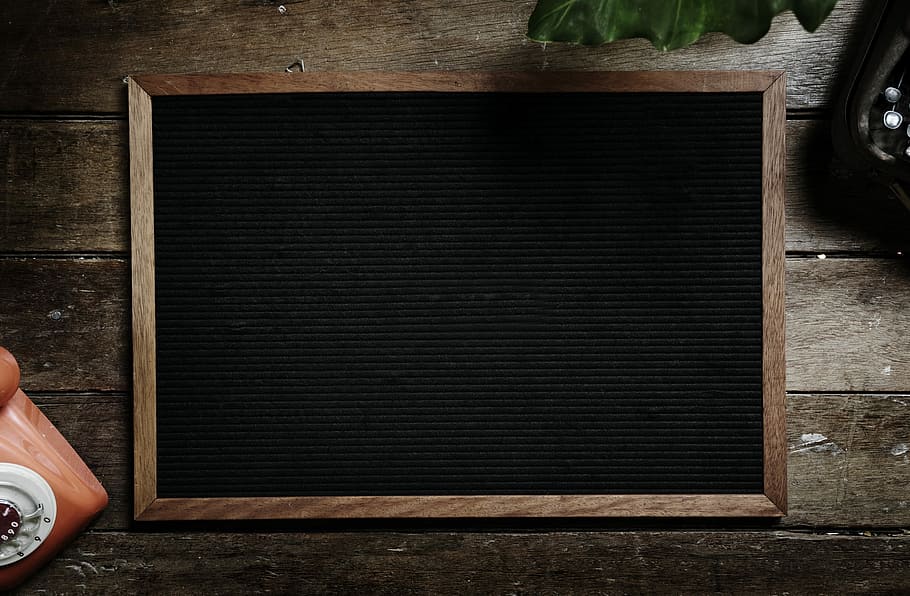 rectangular black wooden board on brown surface, frame, flatlay HD wallpaper