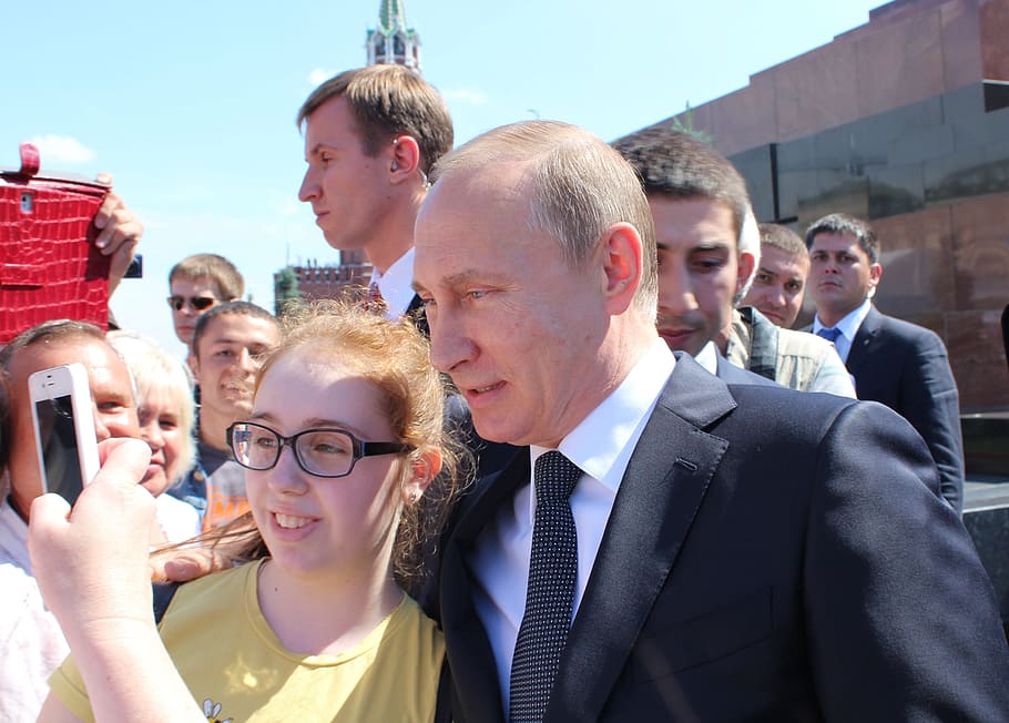Vladimir Putin, self, girl, red square, glasses, the president of the