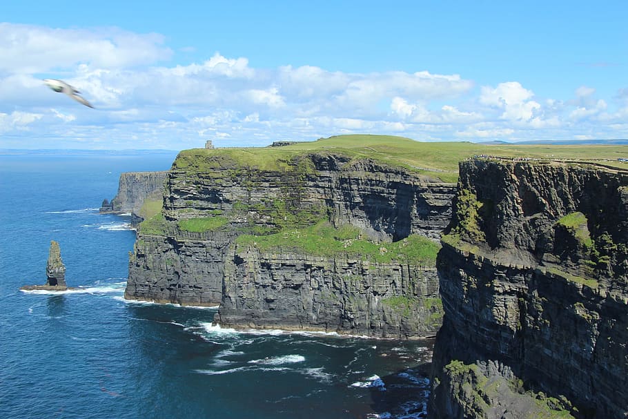 cliffs, mohar, ireland, atlantic, ocean, water, sea, sky, scenics - nature HD wallpaper