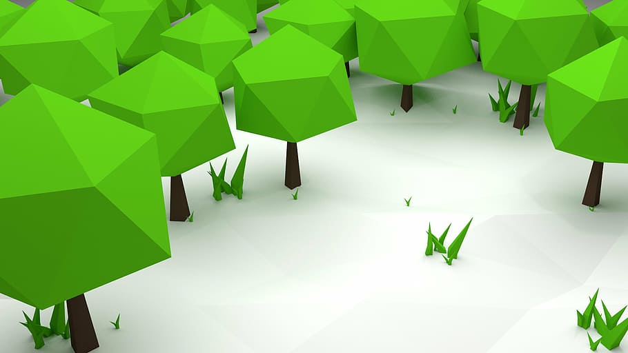 tree, meadow, angular, green, polyana, paper, from the paper HD wallpaper