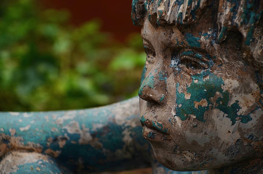 statue of a man, boy, face, profile, figure, bronze, portrait HD wallpaper