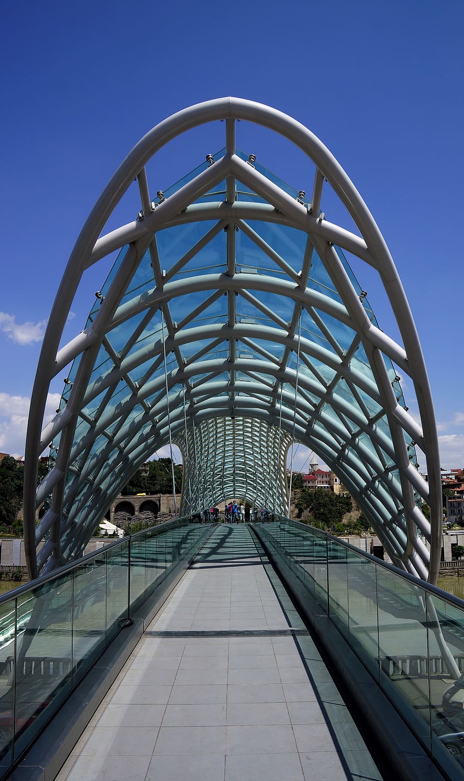 Bridge, Glass, Architecture, River, new, city, georgia, tbilisi