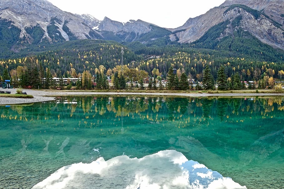 reflection, lake, mountains, landscape, peaceful, scenic, mirror HD wallpaper