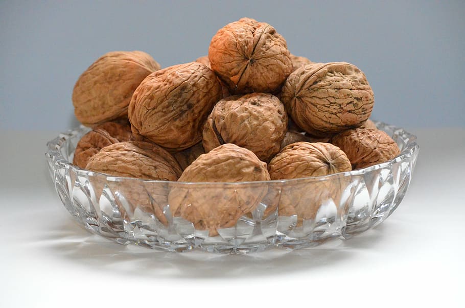 photo of chestnuts on top of clear glass bowl, walnuts, food HD wallpaper