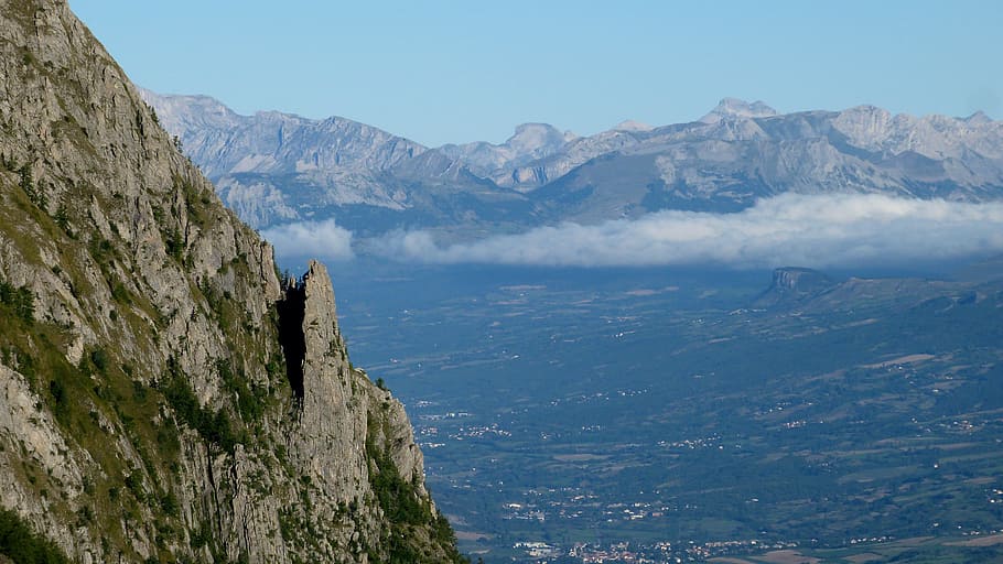landscapes, mountain, sky, clouds, hiking, alps, mountain range HD wallpaper